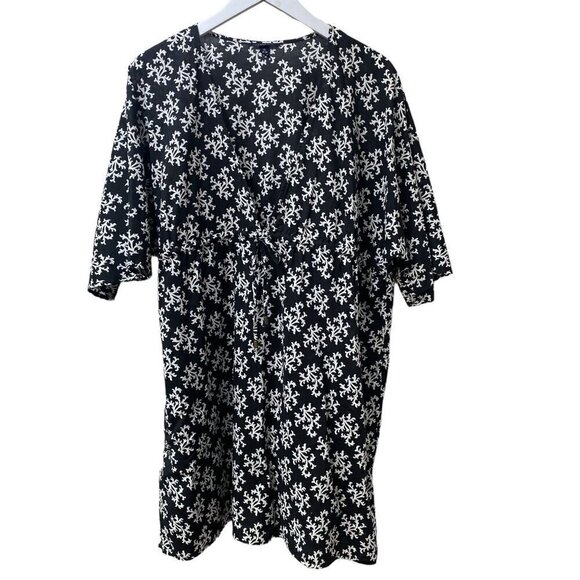 LANDS END Tunic Top XL Womens Beach Coverup Cotton Black White Cotton - Picture 2 of 11